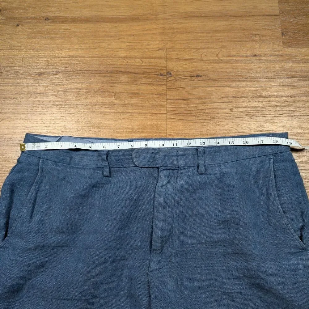 J.Crew Bowery Baird McNutt Irish Linen Pants Men's 36x32(31) Blue Preppy